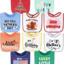 The Peanutshell Baby Boy or Girl Terry Bibs Set of 10-100% Cotton, Soft, Absorbent Baby Bibs, Unisex Toddler Boy or Girl Set, Newborn & Infant - Holiday