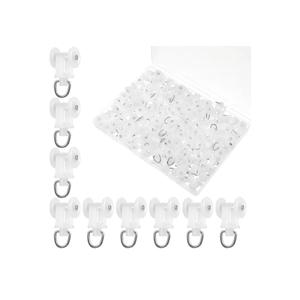 100 Pcs Curtain Track Glider Rollers Hooks Ceiling Tracks Hooks Plastic Mute Wheel Rollers Ball Pulley Windows Shower Curtain Tracks