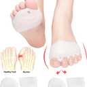 Metatarsal Pads, Gel Toe Separators, Bunion Corrector Cushion, Toe Spacers, Ball of Foot Cushions, Soft&Breathable, Idea for Mortons Neuroma, Blisters, Diabetic Feet, Hammer Toe, Rapid Pain Relief (2 Pairs-White)