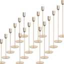 18 PCS Glod Candle Holders Set, Vintage Taper & Pillar Candle Sticks for Wedding, Dining Table, Fireplace Mantel, Elegant Home Decor, Housewarming Gift, Festive Centerpiece (Gold)