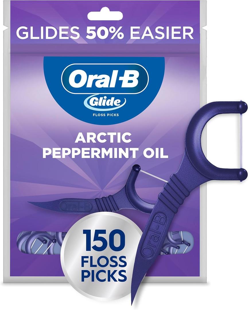 Oral-B Glide Peppermint Dental Floss Picks with Arctic Peppermint Oil Flavor, 150 Picks