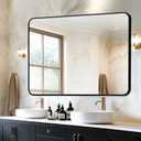Delma Bathroom Mirror, Black Framed Bathroom Mirror for Over Sink, High-Definition Vanity Mirror, Versatile Mirror for Bathroom, Hangs Horizontally or Vertically (40x28, Black)