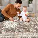Vintage Living Room Area Rug 6x9 - Large Soft Washable Oriental Traditional Distressed Farmhouse Rugs for Bedroom - Indoor Floor Accent Carpet for Home Office House Decor - Dark Brown