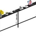90" Sofa Table with Built-in Power Strip (4 AC Outlets & 4 USB Ports) – 4.9ft Power Cord, Metal Frame, Easy Assembly, Long Couch Table Behind Sofa, Living Room and Home Office | Black, 90in