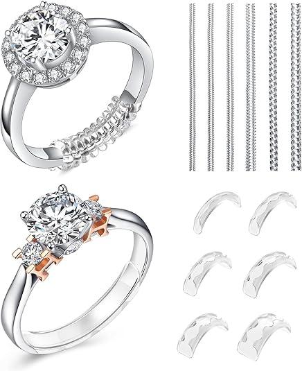 Haiou Ring Size Adjuster for Loose Rings - Clear Invisible Ring Guard, Spacer & Tightener | Sil. Resizer Extender