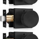 Haidms Matte Black Door Knobs Interior Privacy, Heavy Duty Square Black Interior Door Knobs for Bedroom, Zinc Alloy Privacy Door Knob Bathroom (3 Pack)