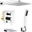 Shower System with Tub Spout, All Metal Bathtub Shower Faucet Set with High Pressure 10 Inch Rain Shower Head and Handheld Shower Head Set, Chrome (Valve Include)