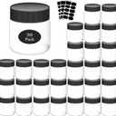 Plastic Jars With Lids Slime Containers 8oz-30 Pack-Leakproof Round Plastic Containers for Kitchen Pantry-Ideal For Home Storage-With 30 Chalkboard Stickers