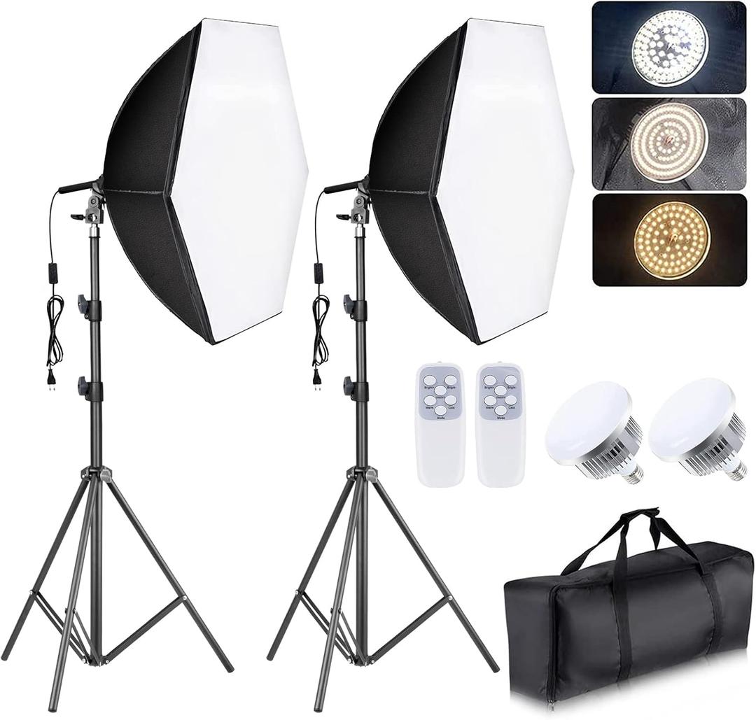 Torjim Softbox Lighting Kit - 30"X30" Professional Photography Lighting for Filming, Model Portrait, Product & Fashion Photography (30" octa + 2Pcs)