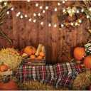 WOLADA Fall Autumn Photo Backdrop for Photography Fall Backdrops for Photoshoot Wooden Board Haystack Pumpkin Background 7x5FT 12480