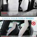 Seat Back Protectors Fit for Tesla Model Y & Model 3 & Model S/X (Fit 2025 Model Y & 2024–2025 Model 3 Highland), Premium Wear-Resistant Kick Mats with Organizer Pocket, Set of 2, White