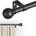 GXOACKJ Curtain Rods for windows 32-46 inch, 1 inch Diameter Decorative Matte Black Adjustable Heavy Duty Metal Curtain Rod set with Brackets