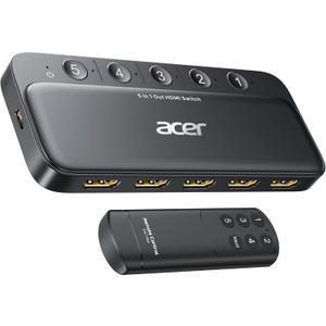 acer HDMI Switch 5 in 1 Out [4K@60Hz, HDMI 2.0, HDCP 2.3, HDR] Switcher with Remote, Supports DTS, Dolby, Work for PS5/Xbox/Switch/Roku/TV Stick/Projector (Grey)