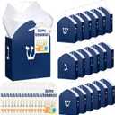 Kolldenn 24 Sets Hanukkah Gift Bag with Tissue Paper Happy Hanukkah Paper Bags with Handle Cards Stars Menorah Candles Gift Wrapping Party Supplies
