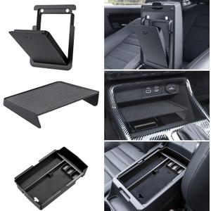 Center Console Organizer for 2023-2025 Honda CR-V, Armrest Storage Tray with Magnetic Hidden Organizer Charging Station Caddy, ABS Car Interior Accessories OEM Style Leather Texture-3PCS