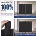 Kokorona 4 Panel Room Divider, 6FT Tall Rolling Privacy Screen with Lockable Wheels, Folding Wall Dividers Portable Room Divider for Room Separation, Included - Cover Strips, Black, 88''W x 70''H