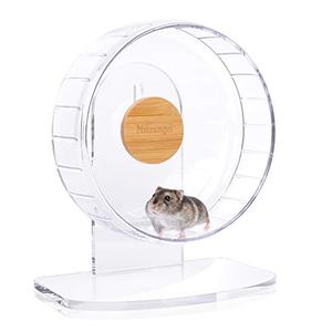 Niteangel Super-Silent Hamster Exercise Wheels: - Quiet Spinner Hamster Running Wheels with Adjustable Stand for Hamsters Gerbils Mice Or Other Small Animals (S, Transparent)