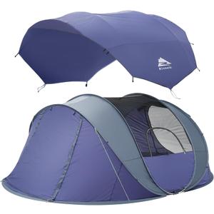 4/6 Person Easy Pop Up Tent, Waterproof, Automatic Setup,2 Doors-Instant Family Tents for Camping, Hiking & Traveling (Blue)