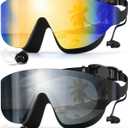 Swim Goggles, Frameless Wide View Swimming Goggles, Anti-Fog Anti-UV No Leaking Pool Goggles for Men Women Adult (Gold & Black)