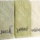 Moukeren 3 Pcs Hand Towels for Bathroom, 100% Cotton, Olive Green, 13.7 x 29.5 inches