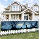2 x Halloween Banner Haunted Graveyard Backdrop Banner 118x20 Inches Spooky Tombstones Dark Forest with Creepy Castle for Halloween Party Haunted House Outdoor Yard Wall Decor