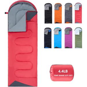 Sleeping Bags for Adults Cold Weather - 20 Degree Big&Tall Size Backpacking Lightweight Waterproof for Girls Boys Men's Teen Women for Camping Hiking Outdoor Travel Hunting with Compression Bags (4.4lb Red)