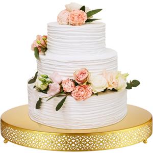 Wenqik Cake Stand 20 Inch Round Metal Cupcake Dessert Wedding Cake Stand Cookies Display Holder Fruit Serving Tray for Table Wedding Birthday Anniversary Party(Gold)