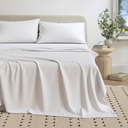 Great Bay Home Cotton Jersey Knit California King Sheet Set  UltraSoft, Stretchy, Heathered Melange Bed Sheets  Cozy, Soft TShirt Sheet & Pillowcase Set (Winter White)