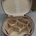 honitty Makeup Bag, Travel Make up Case with Compartments and Handle, Portable Cosmetic Organizer Bags,Toiletry Bag for Women (M(7.6*5.5*6 in), brown(7.6*5.5*6 in))