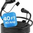EV Charger Extension Cable, 40ft 40Amp J1772 Extension Cable Compatible with 110V-240V SAE J1772 EV Chargers, Suitable for J1772 EVs/PHEVs, Level 1/ Level 2 IP66 Car Charger Extension Cord with Bag (Black)
