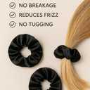 3PCS Satin Scrunchies for Women  No Crease Frizz Free Hair Scrunchies with Gentle Elastic, Soft Bands for Thin & Thick Hairs, Stylish Hair Accessories | Ideal Gift for Women, Classic Black