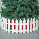 White Christmas Tree Fence 4 pcs 9.8x11.8 Inch Christmas Tree Gate for Dogs Cats Wedding Party Decoration Indoor Garden Border Grass Lawn Edge Fence (39.4 Inch Total)