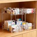 2 Pack Medicine Cabinet Organizer with Dividers, Medicine and Vitamin Bottle Storage, MultiUse Pull-Out Under Sink Organizer Storage Container, Suitable for Cabinets, Bathrooms, Dressing Tables,Pantry