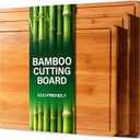 Zarler Bamboo Cutting Boards for Kitchen, Durable Wood Cutting Board with Juice Grooves and Handles, Wooden Chopping Board Set for Meal Prep, 500 Carbonized Bamboo, XL Size, Ideal Kitchen Gift