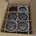 MAREY Hand Blown Drinking Glasses Artisan Crafted from Mexico Set of 6 pieces (Cobalt Blue Rim, Water 16 Oz.)