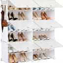 DUMOS Shoe Rack Organizer, 6-Tier Shoe Storage Cabinet with Door, Stackable Plastic Shoe Shelves Organizer for Closet,Entryway,Hallway,Bedroom, 24 Pairs, White