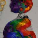 ColorGround Long Curly Cosplay Wig with 2 Ponytails(Rainbow Color)