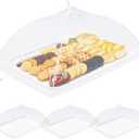 Baderke 8 Pack Plastic Serving Trays with Food Covers 15" x 11" Reusable Serving Platters 16" x 12" Foldable Mesh Food Tents Christmas Party Supplies Set for Outdoor Picnics Bar Fruit Cookies Dessert
