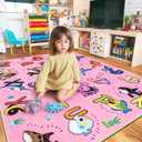 Kids Rugs for Playroom Educational Rug for Learn The ABC Alphabet, Soft Machine Washable Non-Slip Cute Carpet for Classroom Toddler Nursery Kids Room Decor Mat
