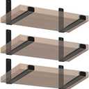 6 Pack - 9.25" L x 6" H x 1.5" W J Lip Shelf Brackets Rustic Farmhouse Iron Wall Floating Shelf Bracket Metal Shelf Bracket Industrial Shelf Supports with Screws Black