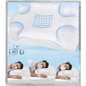 Deep Sleep CPAP Pillow for Side Sleeping for All CPAP Masks Users to Reduce Air Leaks & Masks Pressure: Neck Support Pillows for Neck Pain Relief - Cooling Memory Foam Pillow Side Back Stomach Sleeper