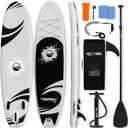 SereneLife Inflatable Stand Up Paddle Board with Premium SUP Accessories  Wide Stable Design with Non-Slip EVA Deck Pad for Adults and Youth of All Skill Levels, 350 lbs Capacity (Grey)