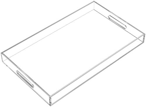 MaxGear 20" × 12" Acrylic Serving Tray with Handles, Clear Rectangular Tray for Coffee Table, Ottoman, and Outdoor Use – Perfect for Serving Food, Tea, Snacks, Appetizers, and Drinks at Parties