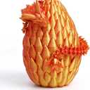 3D Printed Dragon Egg - Surprise Egg with 12" Flexible Crystal Dragon Inside, Mythical 3D Printed Gift Toy, Desk Executive Pet, Figurine Decor for Christmas, Birthday, Easter (Red and Gold)