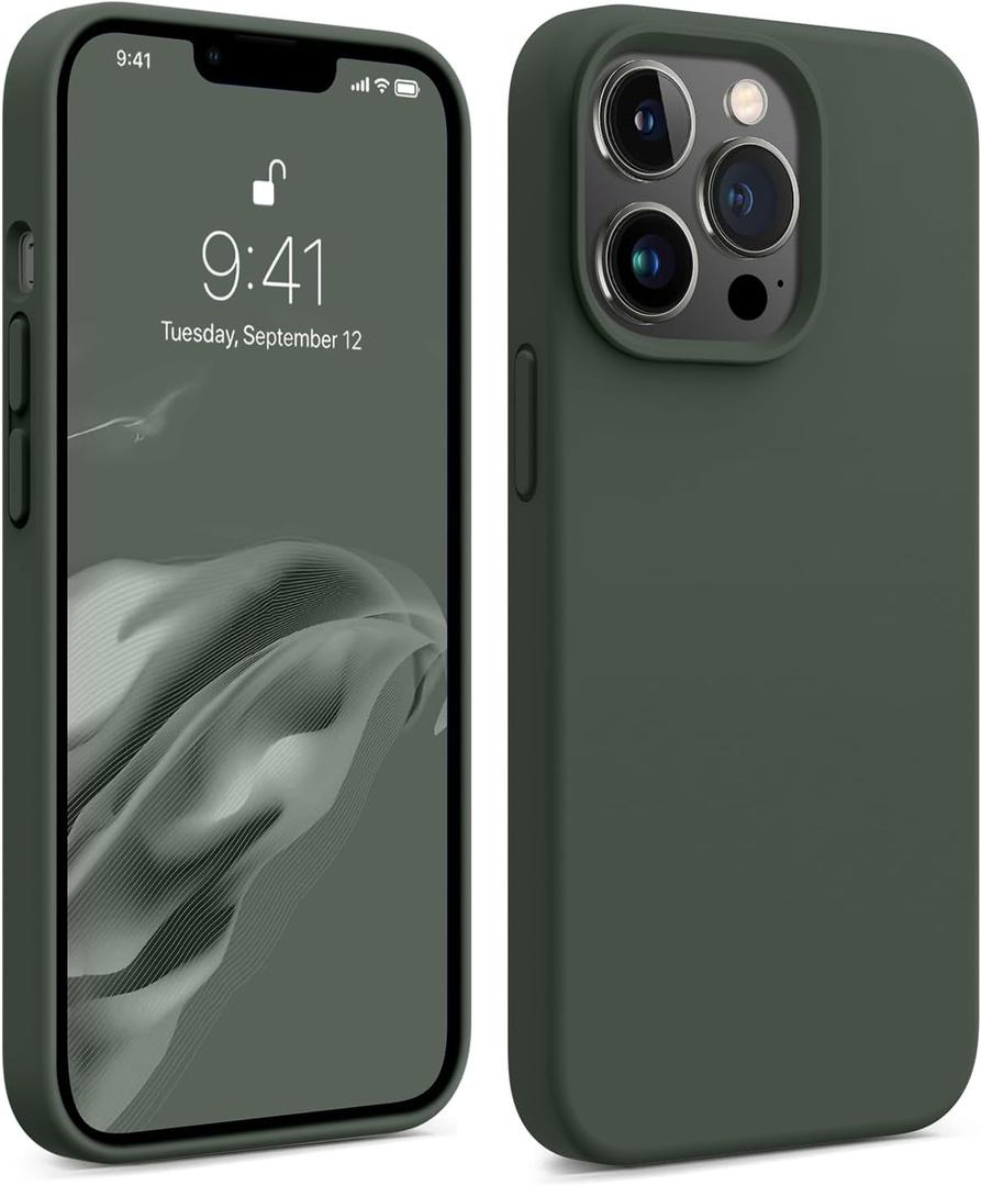 AOTESIER Magnetic for iPhone 13 Pro Phone Case, [Compatible with MagSafe][Military Shockproof Protection] Silicone Case with Soft Microfiber Lining, Camera & Screen Protection 6.1 inch, Alpine Green