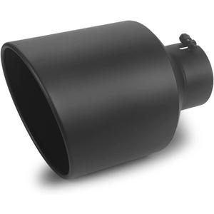 LCGP 5" Inlet 10" Outlet 15" Long Rolled End Angle Cut Bolt On Exhaust Tip Tail Pipe,Black Powder Coated.