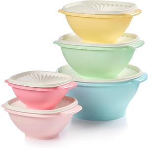 Tupperware Heritage Collection, 10 Piece Food Storage Container Set in Vintage Colors, Dishwasher Safe and BPA Free (5 Bowls, 5 Lids)