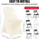 Stretch Spandex Chair Covers - Ivory 150 PCS, Folding Kitchen Chairs Cover, Universal Washable Slipcovers Protector, Removable Chair Seat Covers, for Wedding Party Dining Room Banquet Event