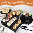 MACIFECI Cake Stand Set, Black Cake Stands For Dessert Table Including Dessert Tray, Metal Cupcake Display Stands Dessert Trays (Black)