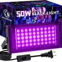 1 Pack 50W Black Light, LED Blacklight with US Plug and Switch, Black Lights for Glow and Neon Parties, Halloween, Body Painting, Birthday Party, Fluorescent Painting and Tapestry